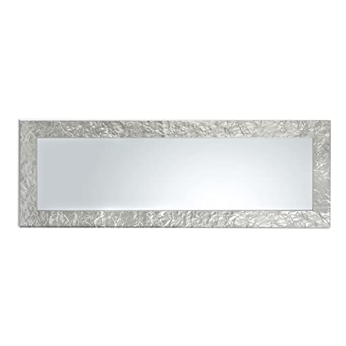 MO.WA Wandspiegel 50×145 cm – Moderner Spiegel mit Kiefernholz-Rahmen, Stand- & Garderobenspiegel, Silber