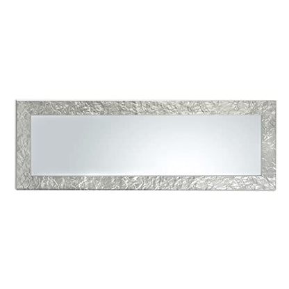 MO.WA Wandspiegel 50×145 cm – Moderner Spiegel mit Kiefernholz-Rahmen, Stand- & Garderobenspiegel, Silber
