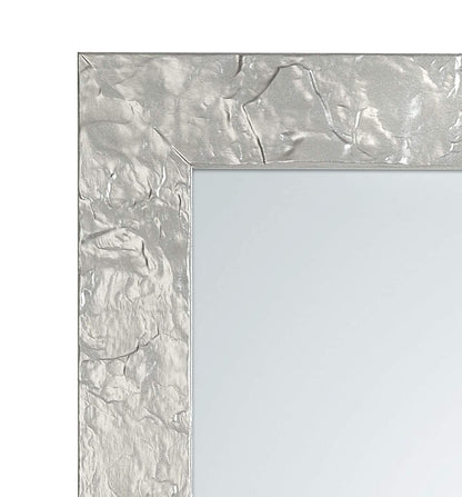 MO.WA Wandspiegel 50×145 cm – Moderner Spiegel mit Kiefernholz-Rahmen, Stand- & Garderobenspiegel, Silber