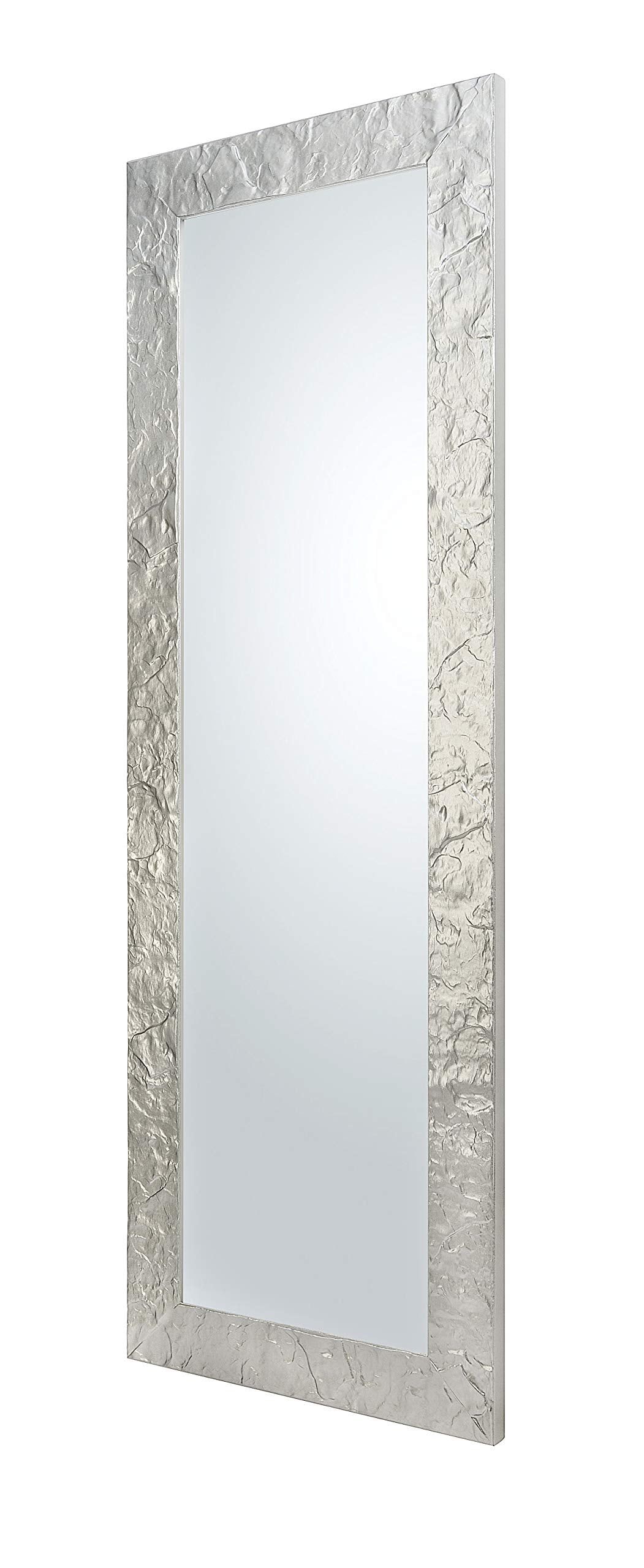 MO.WA Wandspiegel 50×145 cm – Moderner Spiegel mit Kiefernholz-Rahmen, Stand- & Garderobenspiegel, Silber