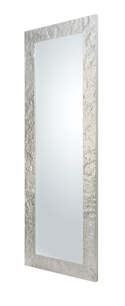 MO.WA Wandspiegel 50×145 cm – Moderner Spiegel mit Kiefernholz-Rahmen, Stand- & Garderobenspiegel, Silber